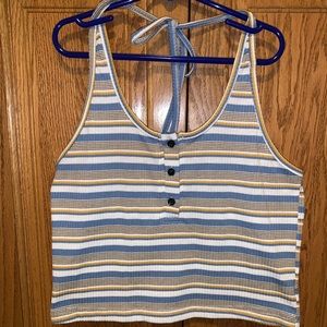 Tie Neck Striped Crop Top